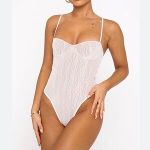NWT White Fox Keep Wishing Mesh Bodysuit